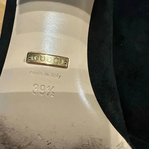 Gucci marmont fringe AUTHENTIC Black Suede Mule Heel Shoes Size 39 1/2 - Picture 11 of 12